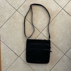 VERA BRADLEY black microfiber triple zip hipster.